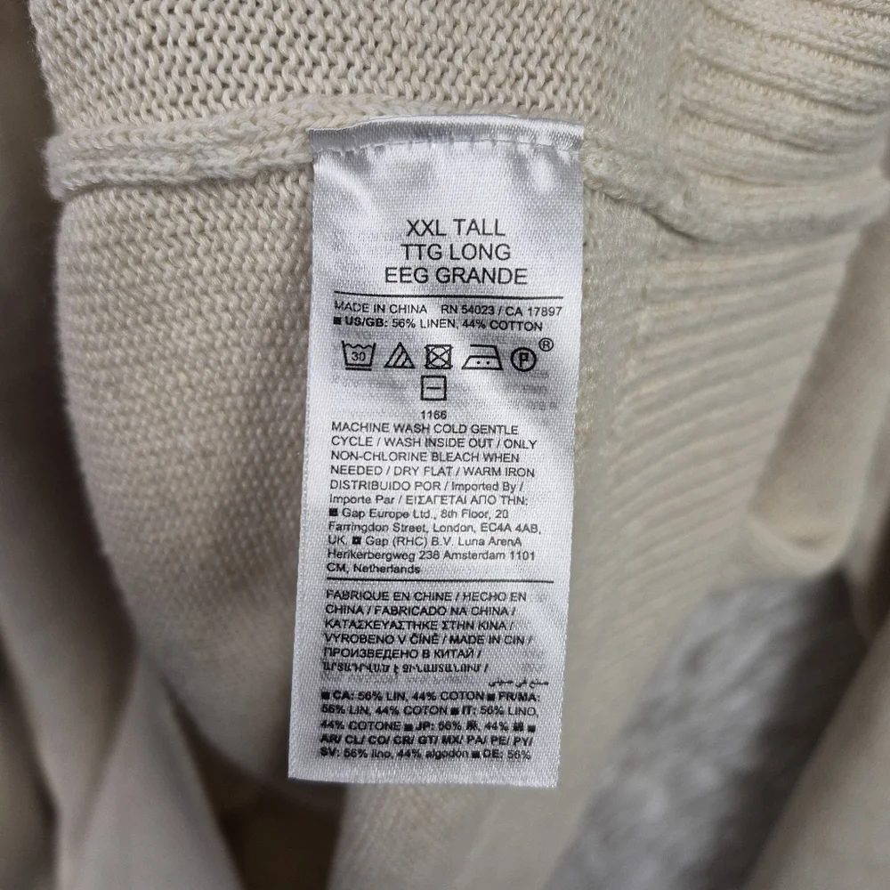 Banana Republic Beige‎ Giorgio Linen Cotton Blend Sweater Mens 2XLT Quiet Luxury